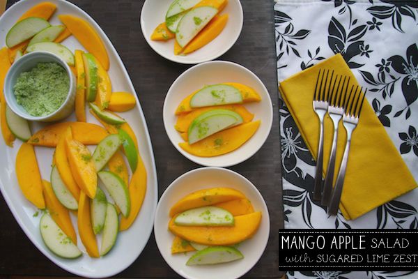 Superfruits for school lunch: Mango Apple Salad with Sugared Lime Zest at Shutterbean