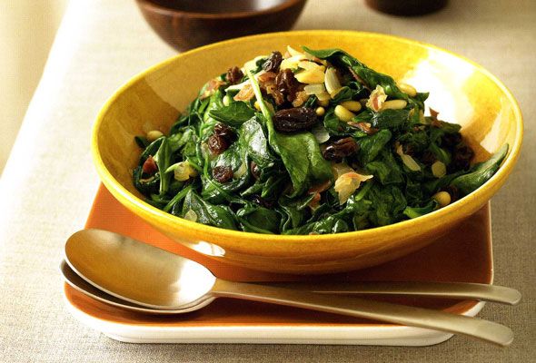 Spinach with Raisins and Pine Nuts on Cool Mom Picks