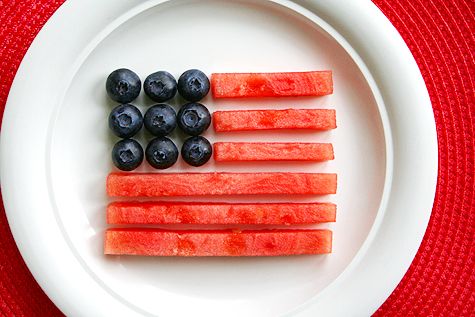 4th of July recipes: easy blueberry and watermelon flag at Lisa Storm