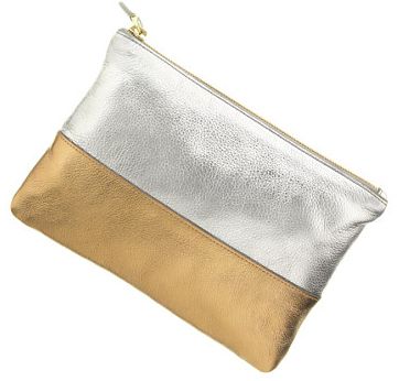 JCrew colorblock gold leather pouch | Cool Mom Picks