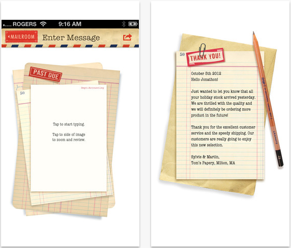 Cartolina Mailroom app