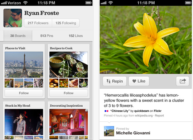 Pinterest iPad app