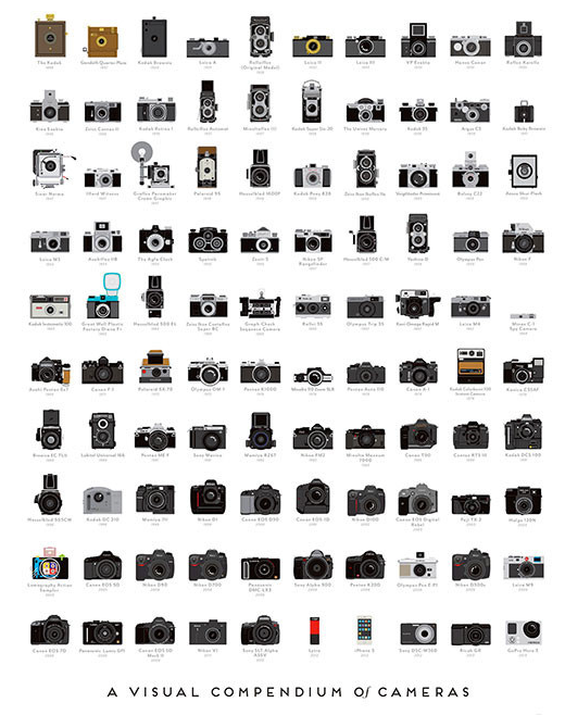 A visual compendium of cameras poster on Cool Mom Tech