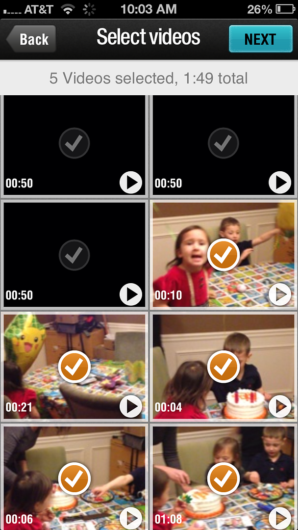 Select videos | Magisto video editing app