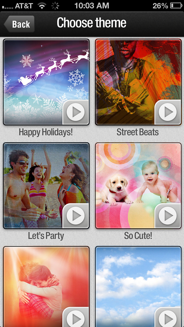 Choose theme | Magisto video editing app