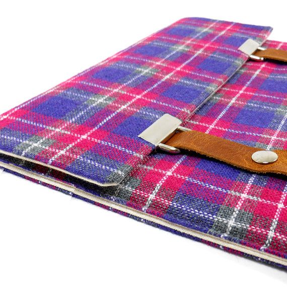 Plaid vintage wool Stash Bag tech cover