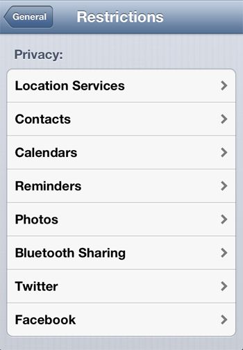 iPod Touch Privacy Settings