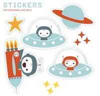 Space theme stickers - printable, free to download