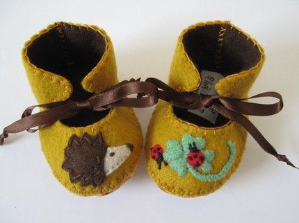 Handmade Felt Baby Booties by Funky Shapes 
