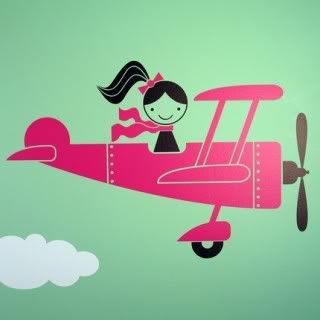 Graphic Spaces Girl Airplane Removable Wall Decals