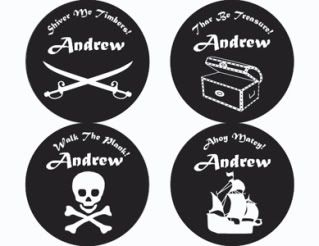 Personalized pirate stickers by Frecklebox